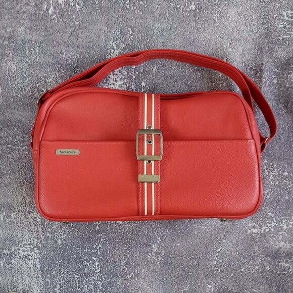 Vintage 1970sSamsonite Red Shoulder Bag RED UNISEX LEATHER